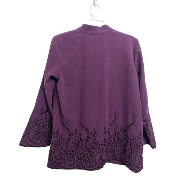 NEW Vintage Bob Mackie Wearable Art Purple Button Up Blazer Blouse Women’s XS - Picture 4 of 7